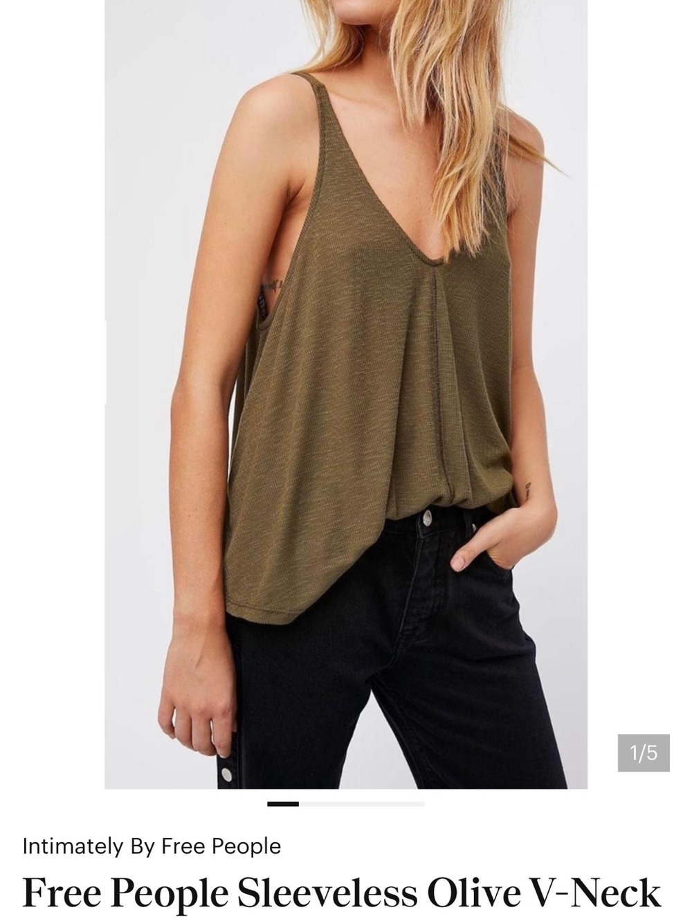 Sleeveless Olive V-Neck Tank Top